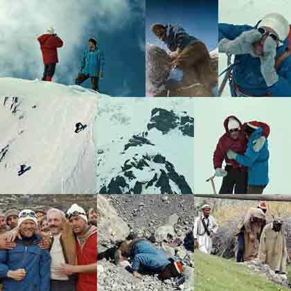 
Reinhold and Gunther Messner on Nanga Parbat Summit, Reinhold Yells With Felix Kuen, Reinhold Leads a sick Gunther Down the Diamir Face, Karl Welcomes Felix And Peter Scholz when they return from the summit as Reinhold Messner Crawls across glacier And Is Rescued By Local People - Nanga Parbat: Zwei Bruder. Ein Berg. Ihr Schicksal. DVD
